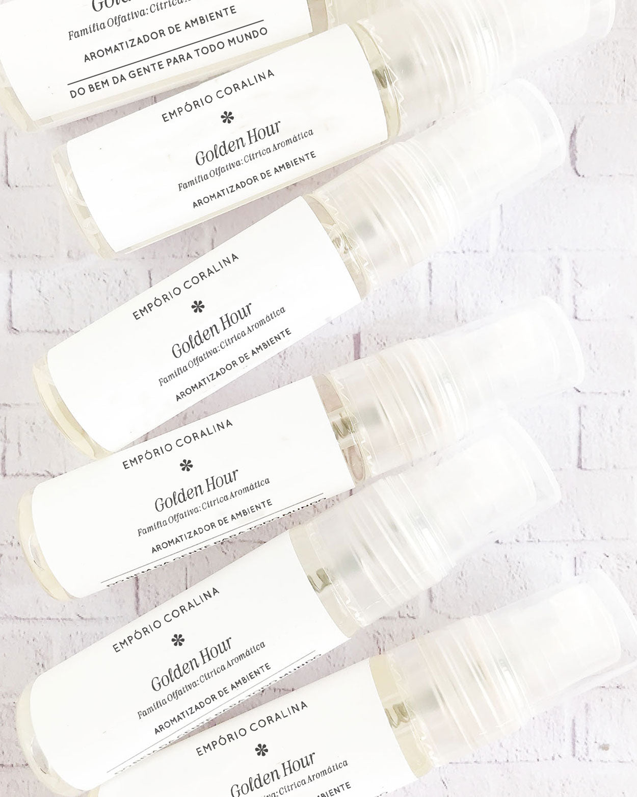 Mini home spray, aromatizador de ambientes, feito no vidro transparente. Ideal para você conhecer os aromas do Empório Coralina.