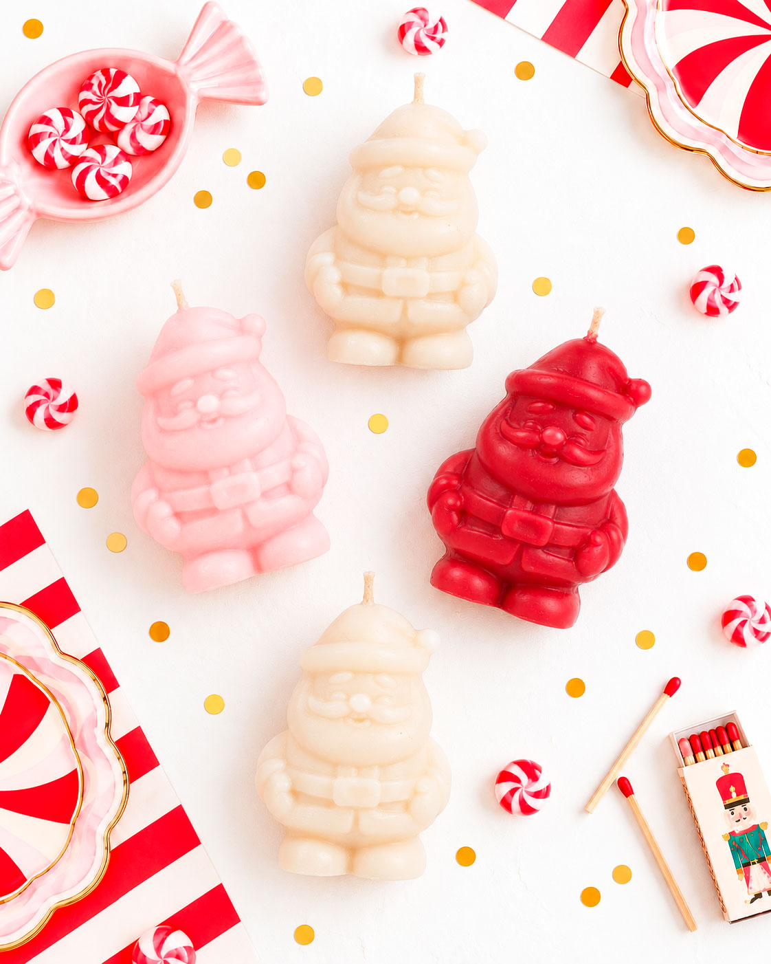 Vela Aromática Papai Noel • Mood de Natal • Pipoca de Caramelo com Flor de Sal → 5 Unidades