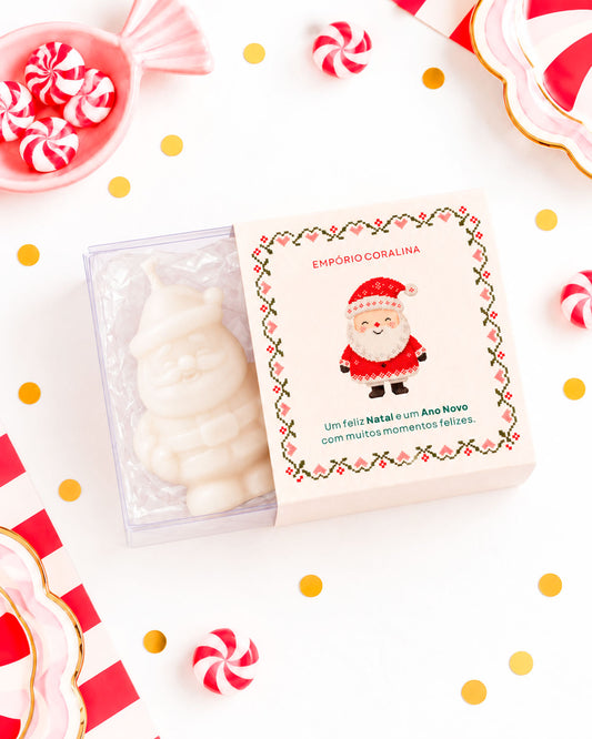 Vela Aromática Papai Noel • Mood de Natal • Pipoca de Caramelo com Flor de Sal → 5 Unidades