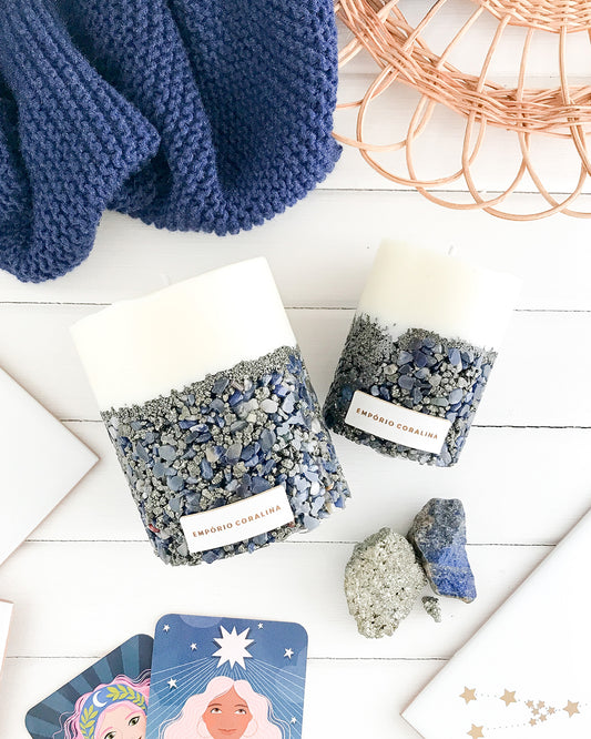 Velas Aromáticas - Pedras & Cristais • Sodalita e Pirita • P + M