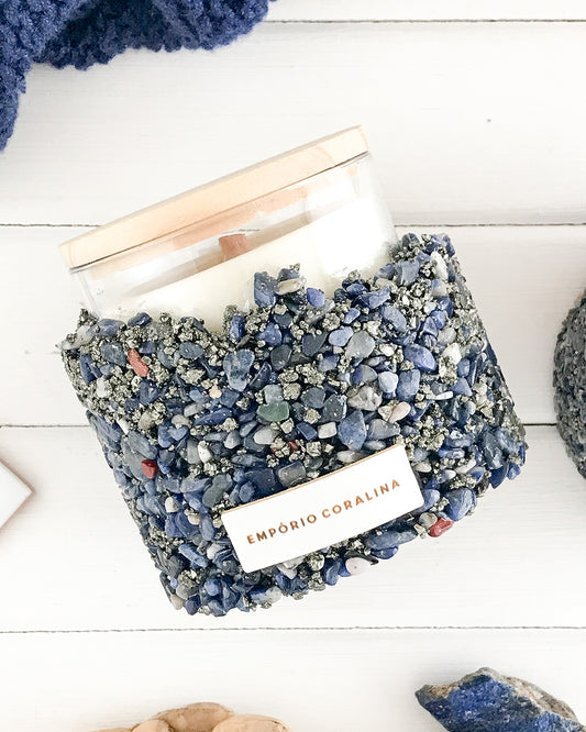 Velas Aromáticas - Pedras & Cristais • Sodalita e Pirita • Bossa