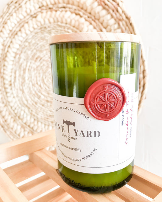 Velas e Castiçal de Garrafa de Vinho • Coleção Wineyard