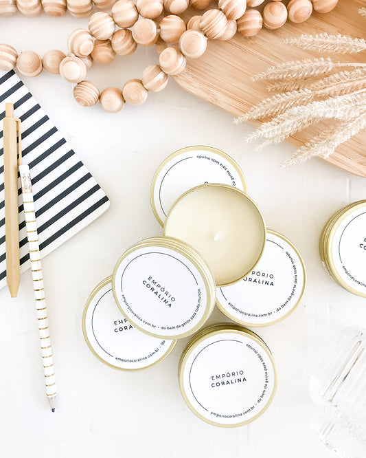 Vela Aromática Vegana • Travel Tin • Dourada