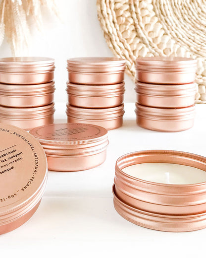 Brindes Personalizados • Vela Aromática Travel Tin → 10 Unidades