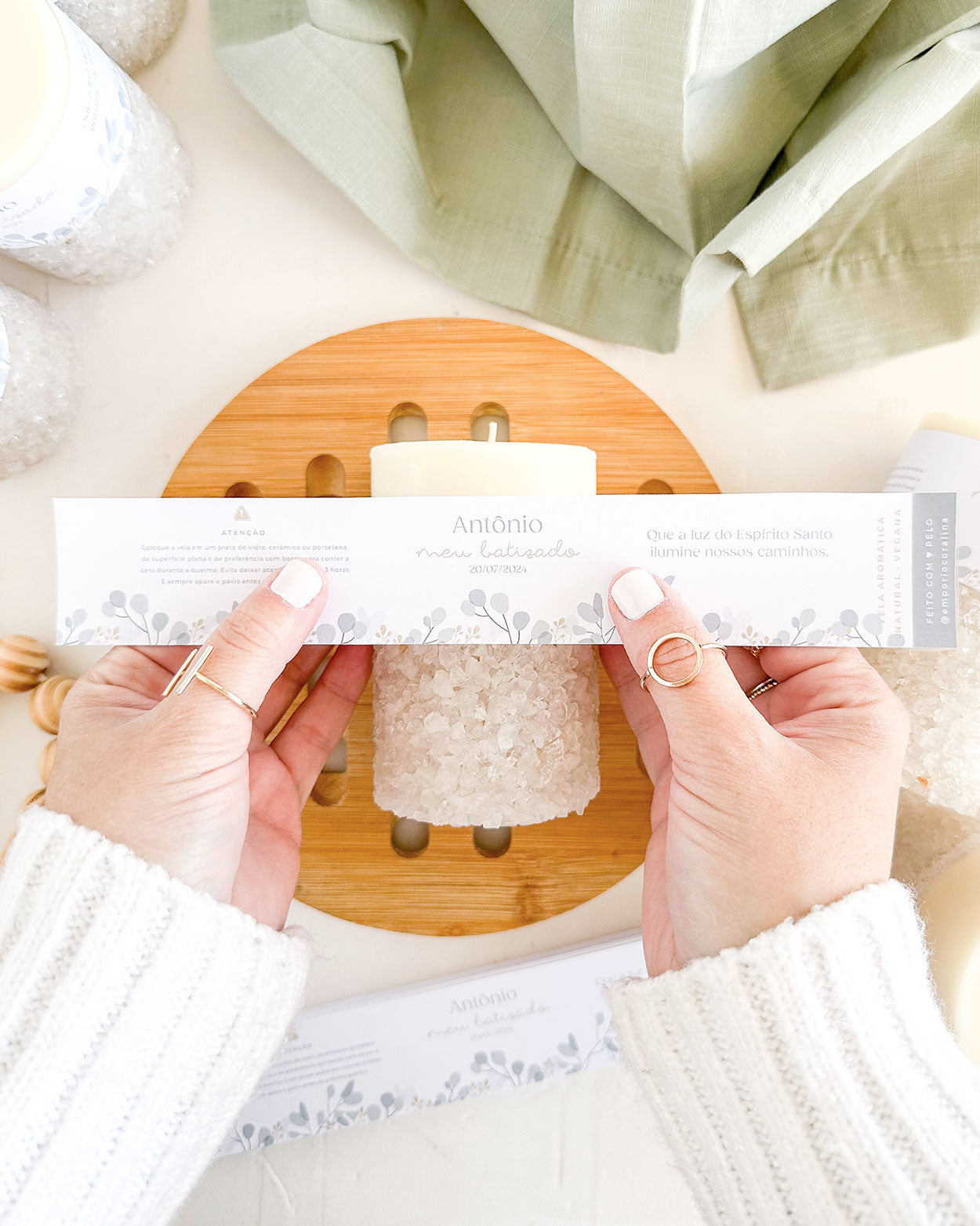 Lembranças Personalizadas • Vela Luminares: Cristal de Quartzo → 5 Unidades