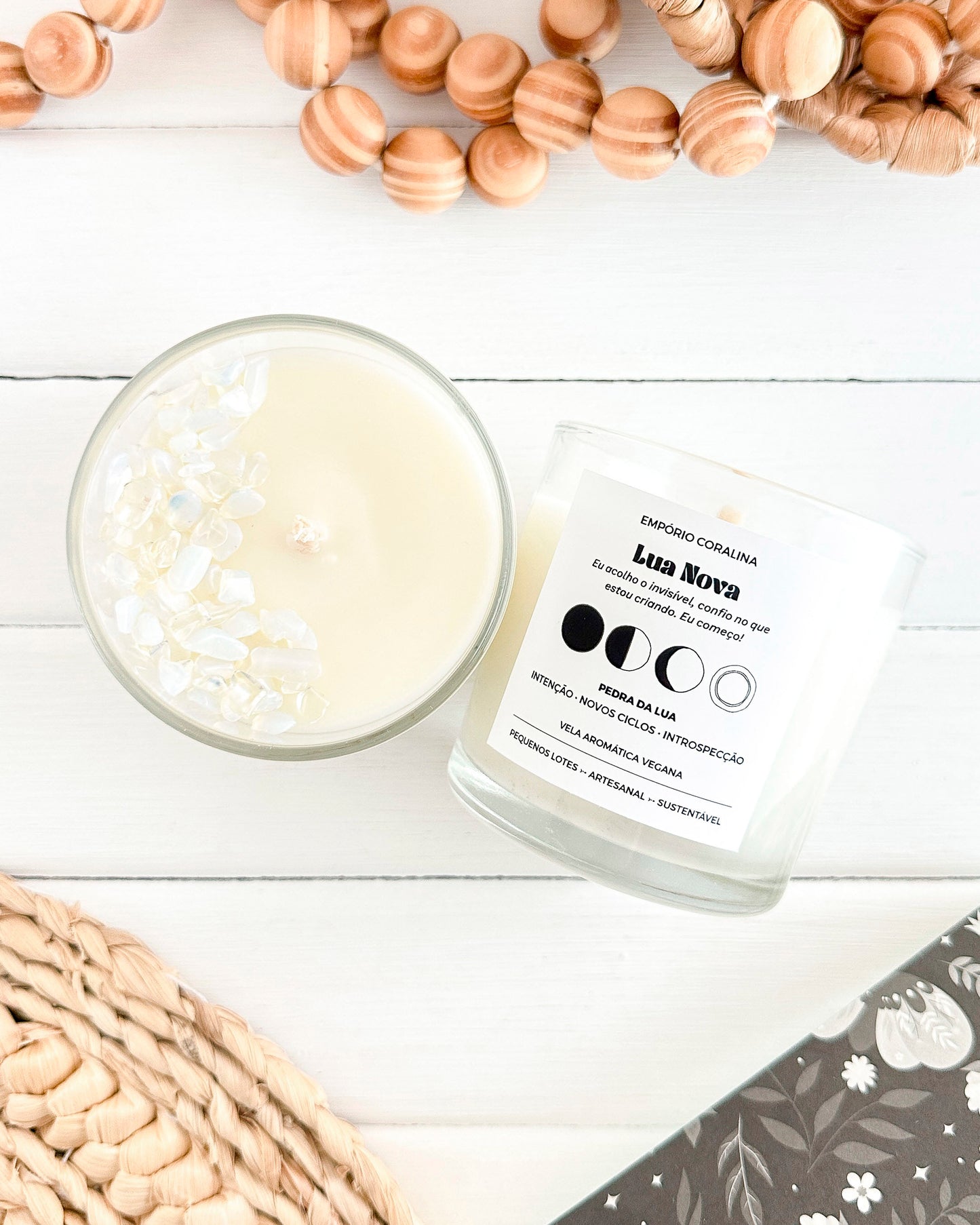 Vela Aromática Luminares • Pedra da Lua: Intenção e Recomeços