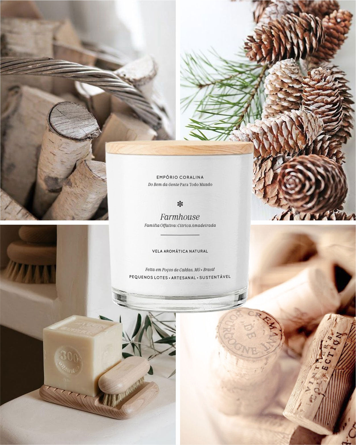 Vela Aromática Bossa • Farmhouse • Limão & Madeiras