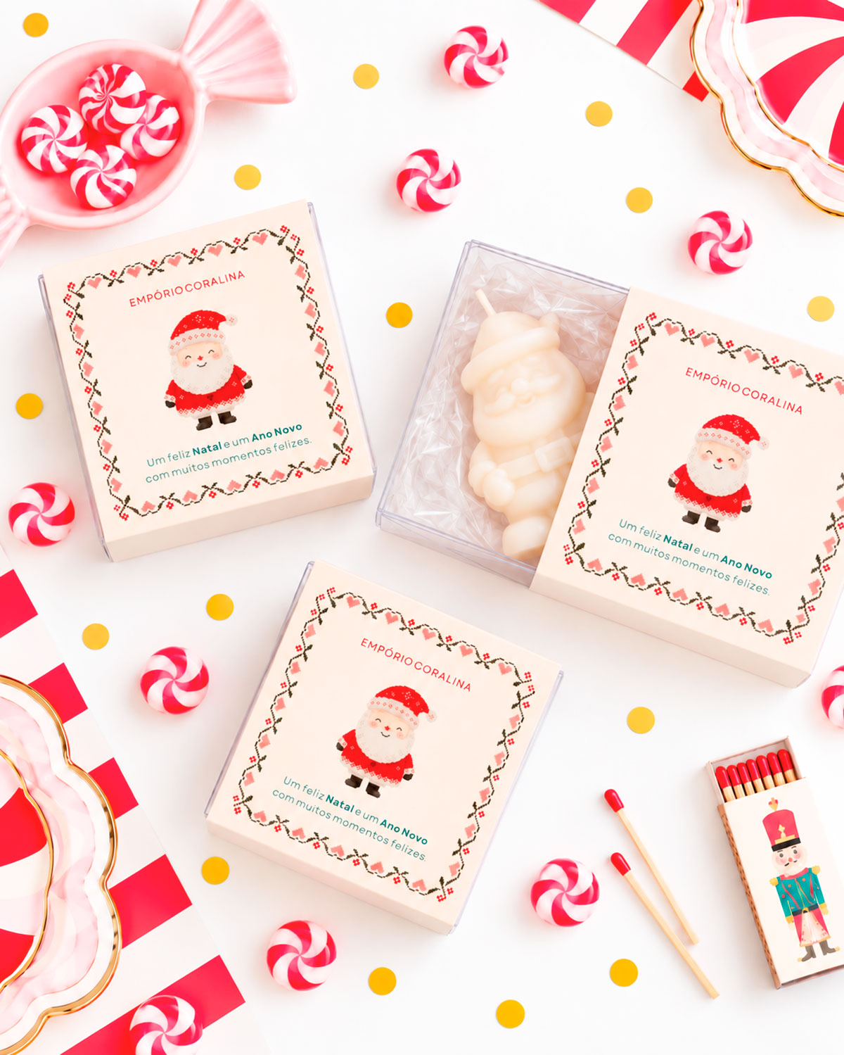 Vela Aromática Papai Noel • Mood de Natal • Pipoca de Caramelo com Flor de Sal → 5 Unidades