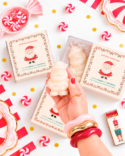 Vela Aromática Papai Noel • Mood de Natal • Pipoca de Caramelo com Flor de Sal → 5 Unidades
