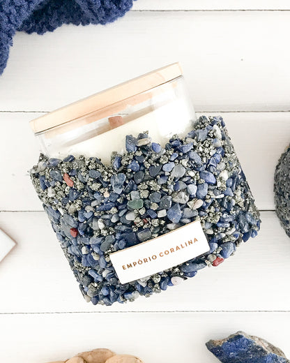 Velas Aromáticas - Pedras & Cristais • Sodalita e Pirita • Bossa
