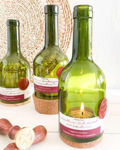 coleção wineyard • porta velas de garrafa de vidro