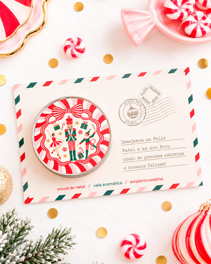 Vela Aromática Meant To Be • Cartão do Papai Noel • Mood de Natal • Pipoca Doce → 10 Unidades